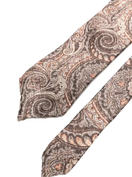 Cravată Dell'oglio cu model paisley maro