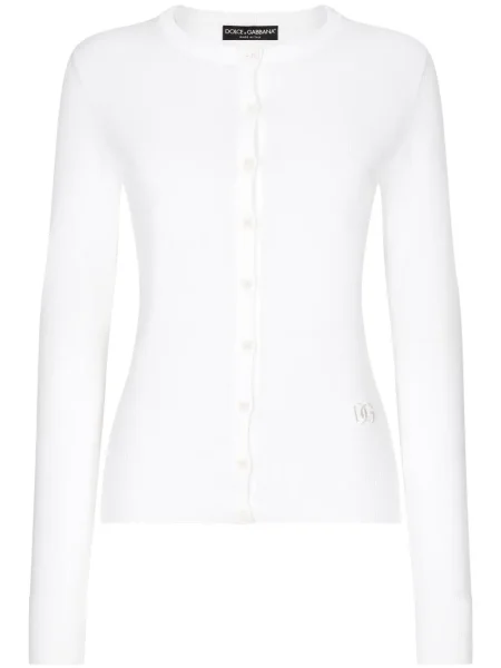 Cardigan Dolce & Gabbana cu broderie tricotate alb