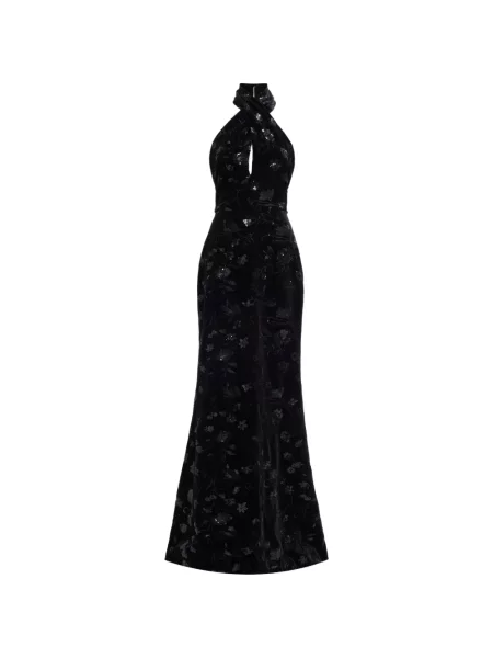 Rochie maxi Elie Saab cu gât halter negru