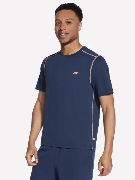 Спортивна футболка Skechers SKECHERS GORUN VAPOR TEE темно-синій поліестер/спандекс синя