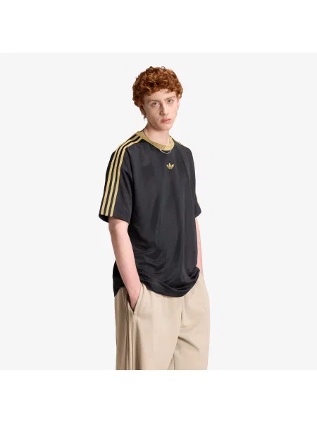 Tricou adidas Adicolor Jacquard Jersey Black/ Dark Football Gold M negru