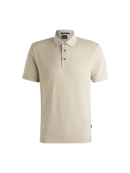 Dzianinowa koszulka polo Boss beżowa