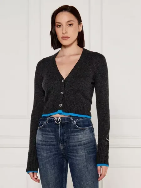 Pinko De lână cardigan CHAUSIE | Cropped Fit cu adaos de cașmir gri