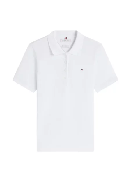Tricou polo Tommy Hilfiger cu broderie alb