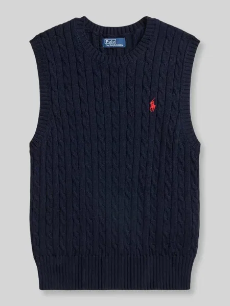 Bezrękawnik o kroju slim z czystej bawełny Polo Ralph Lauren granatowa