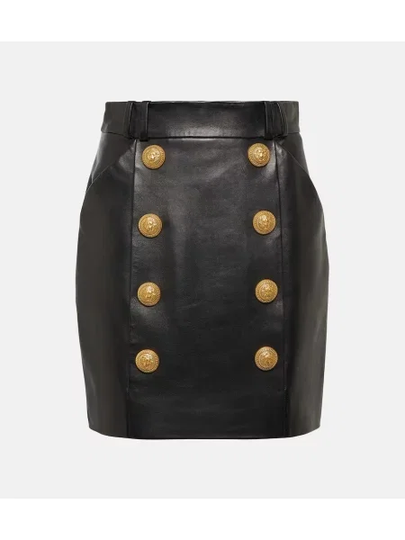 Fustă din piele Balmain negru