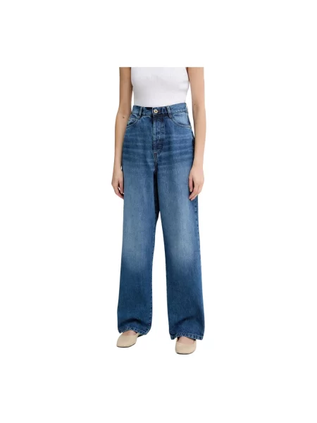 Sessun jeansy high waist niebieskie