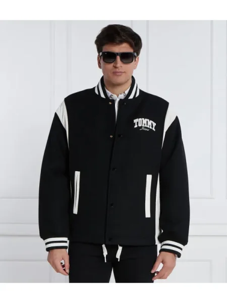 Tommy Jeans Geacă bomber TJM LETTERMAN | Oversize fit negru