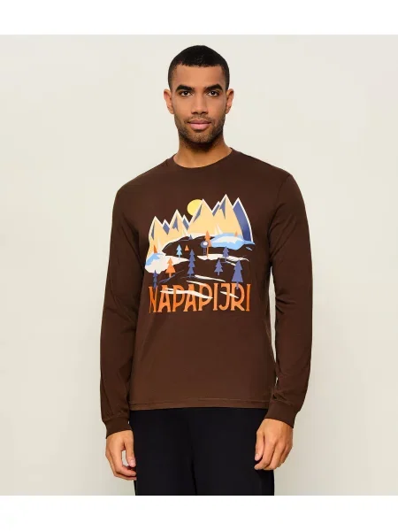 Tricou cu mânecă lungă Napapijri maro