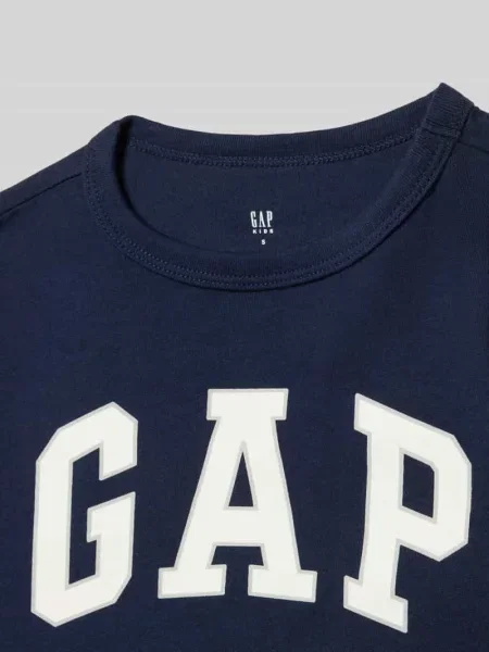 Koszulka z nadrukiem logo krój regular fit Gap granatowa
