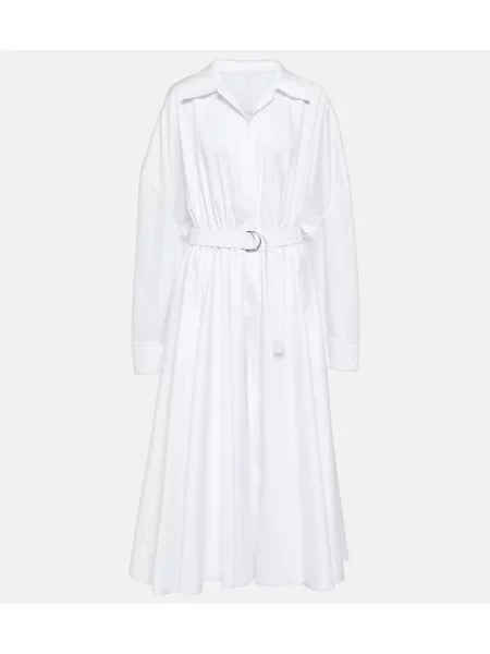 Rochie tip cămașă Norma Kamali de costum alb