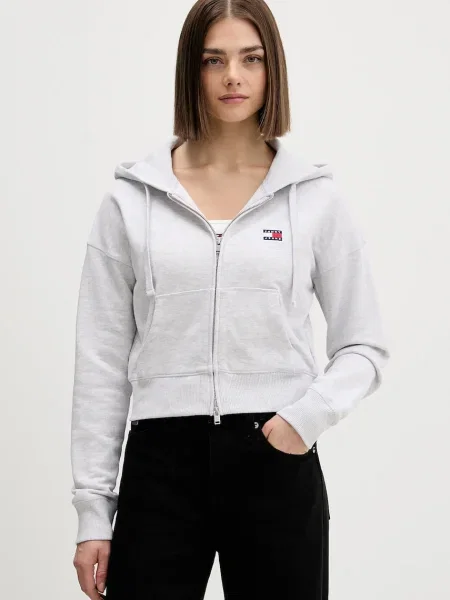 Tommy Jeans hanorac de cu glugă melanj gri