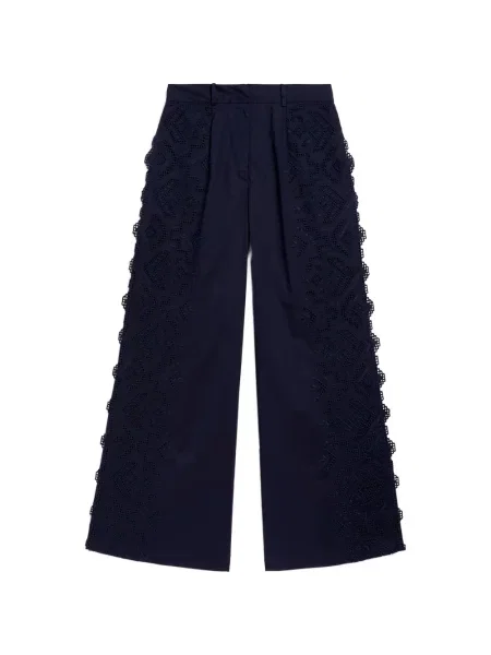 Pantaloni palazzo Momoni cu broderie albastru