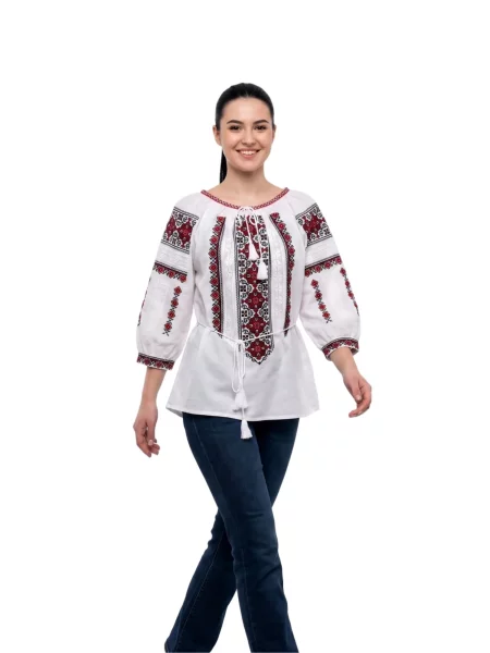 Rody’s forever Bluză tradițională Oktoberfest Damenbluse weiß/rot L' alb