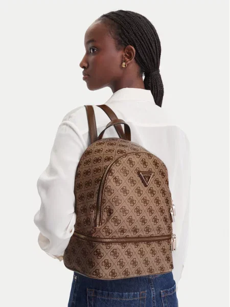 Ruksak Guess Adrian Logo Travel smeđa