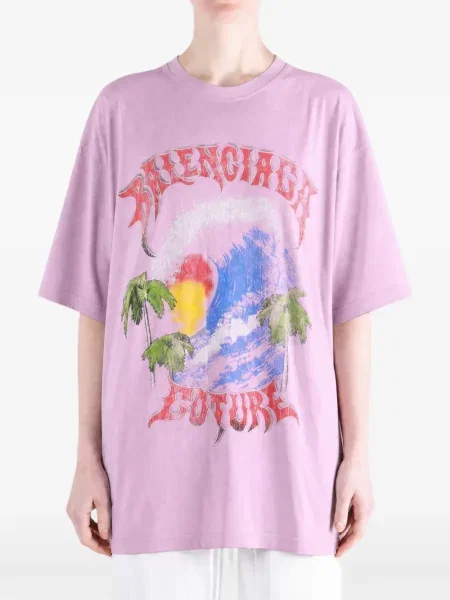 Tricou Balenciaga cu imagine roz