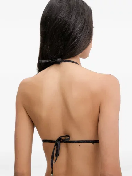 Top Guess cu gât halter cu autograf negru