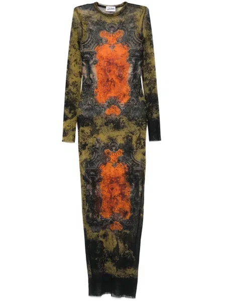 Rochie maxi Jean Paul Gaultier cu imagine de costum portocaliu