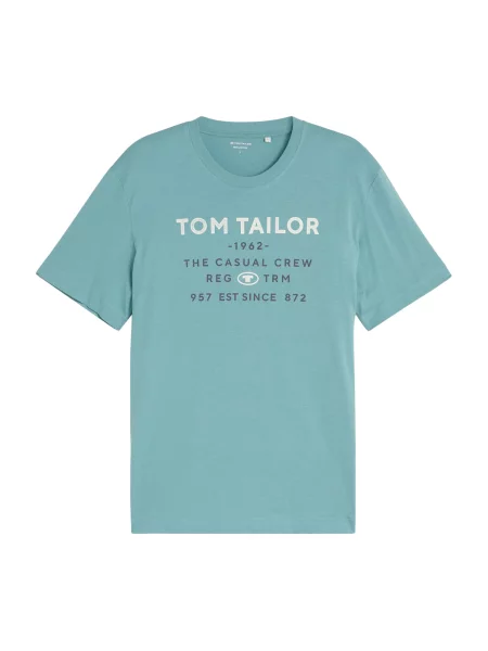 TOM TAILOR Tricou bleumarin / cyan alb