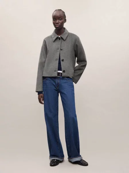 Płaszcz oversize z mieszanki wełny średni Teen L MANGO TEEN szary