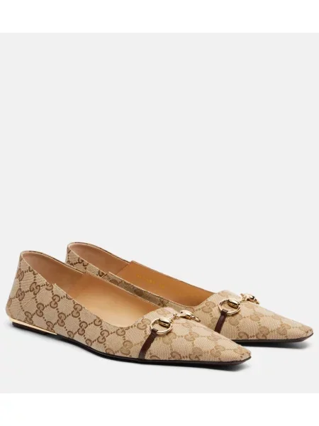 Plátěné baleríny Gucci béžové
