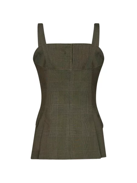 Top Max Mara de lână în carouri verde