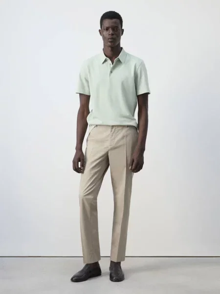 Spodnie slim fit cropped z mieszanki bawełny średni Mężczyzna 40 MANGO MAN brązowy