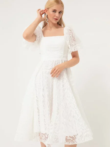 Rochie midi Lafaba alb