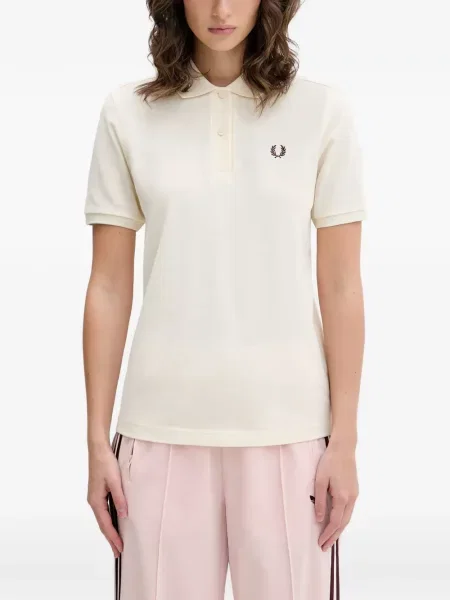 Tricou polo Fred Perry cu broderie alb