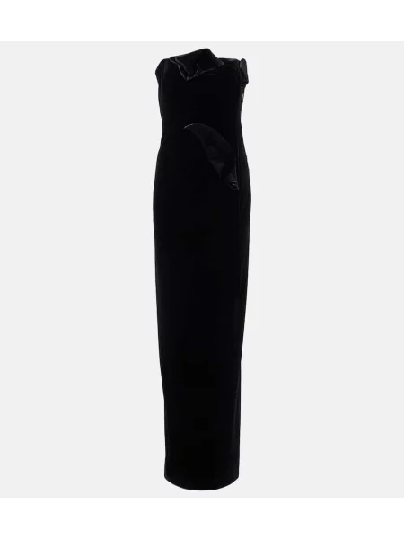 Rochie Leo Lin de catifea cu model floral negru