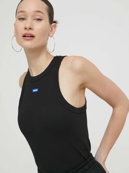 HUGO Blue top dámsky s elastanom Easy Tank_B čierna