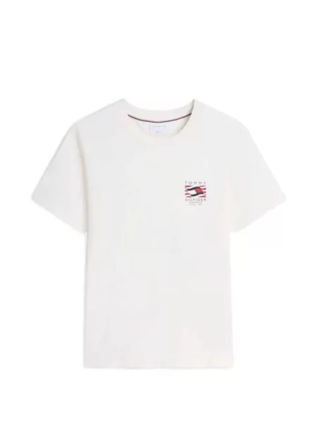 Scurt tricou Tommy Hilfiger cu imagine alb