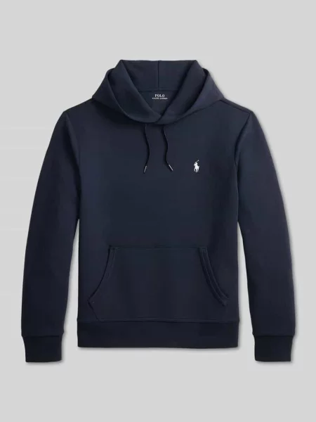 Bluza z kapturem wyhaftowanym logo i kieszenią kangurką Polo Ralph Lauren granatowa