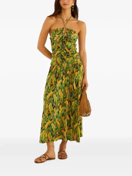 Rochie maxi Farm Rio cu volane verde