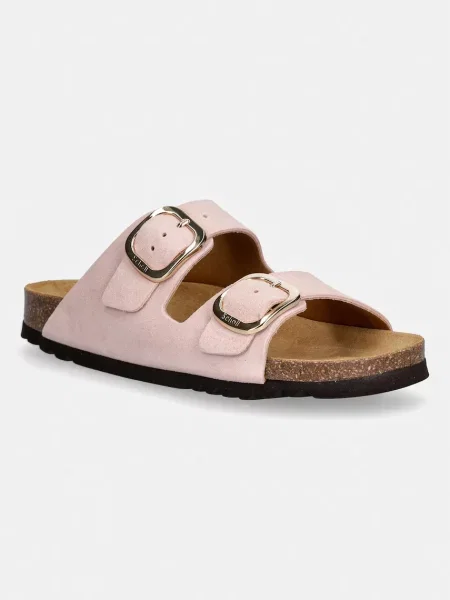 Scholl papuci din piele NOELLE roz