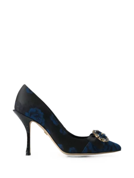 Pantofi cu toc Dolce & Gabbana cu model floral cu cataramă negru