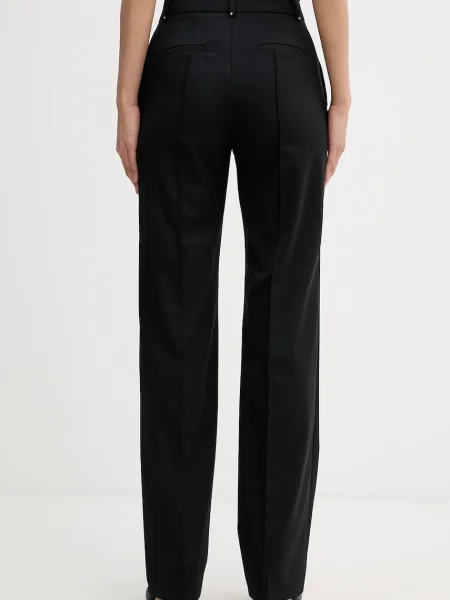 Karl Lagerfeld pantaloni din lână lat high waist negru