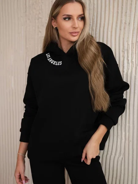 Haftowany komplet dresowy Kesi ocieplany czarny