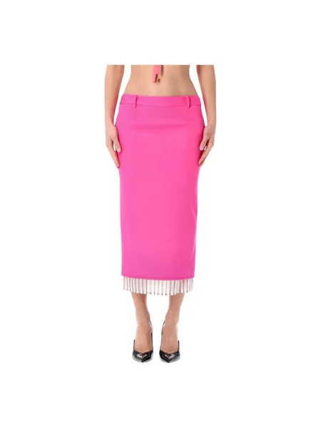 Spódnica midi The Attico wełniana różowa