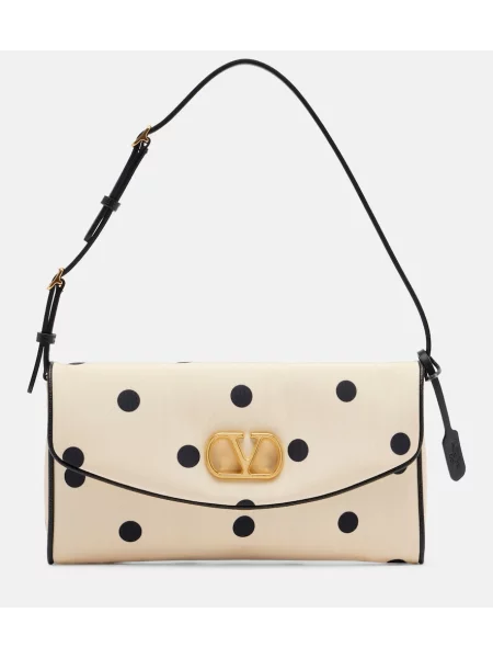 Сатенена чантичка Valentino Garavani на точки бежово