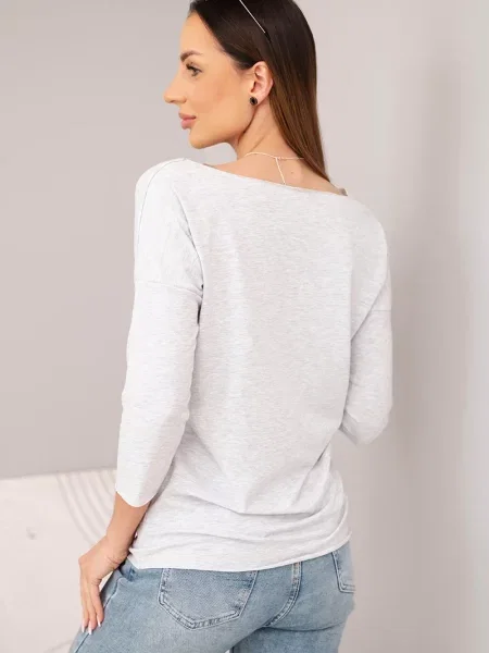 Bluzka Kesi z dekoltem w łódkę szara