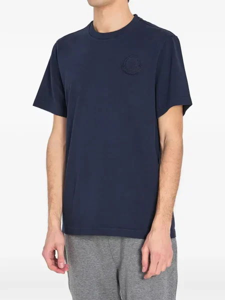 Tricou Moncler cu broderie albastru