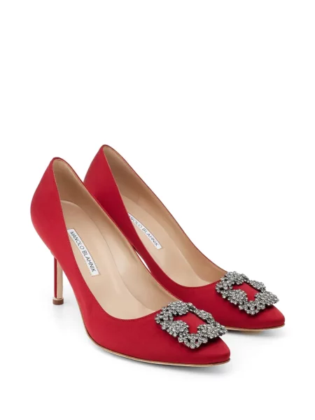 Pantofi cu toc Manolo Blahnik cu cataramă roșu