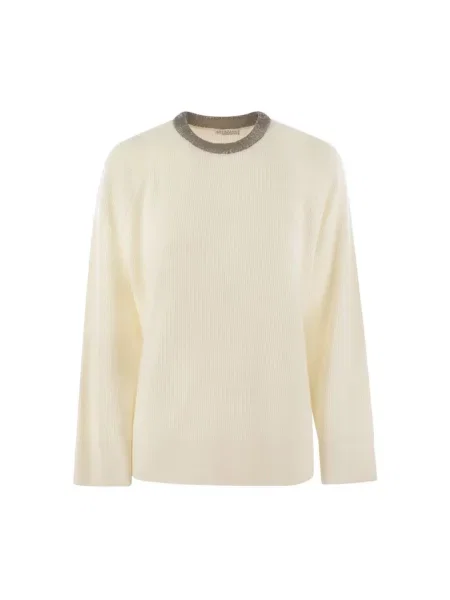 Sweter Brunello Cucinelli z kaszmiru biały