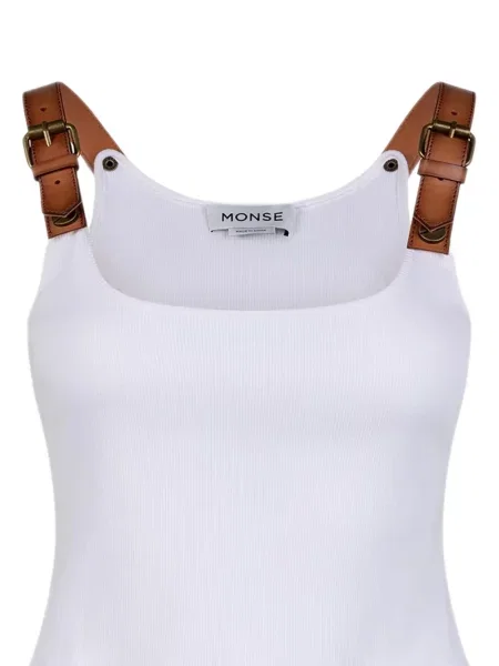 Top Monse din piele cu bretele alb