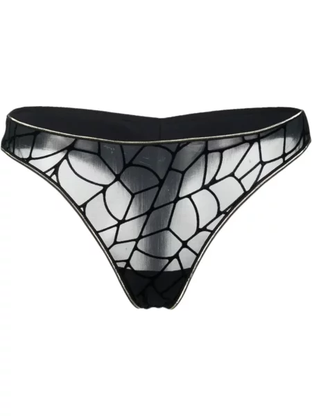 Chiloți tanga Marlies Dekkers cu broderie transparente negru