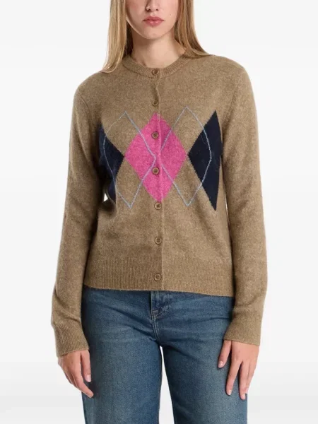 Cardigan Samsøe Samsøe cu model argyle maro