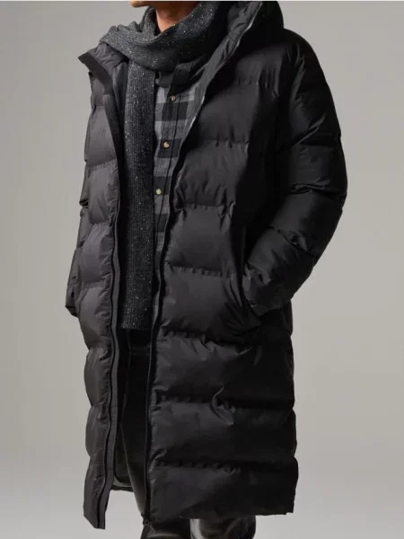 Sinsay Zateplený kabát s kapucí černá