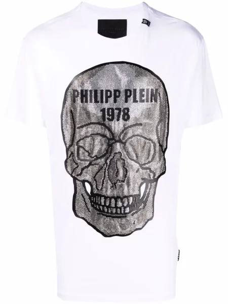 Tricou Philipp Plein de cristal alb