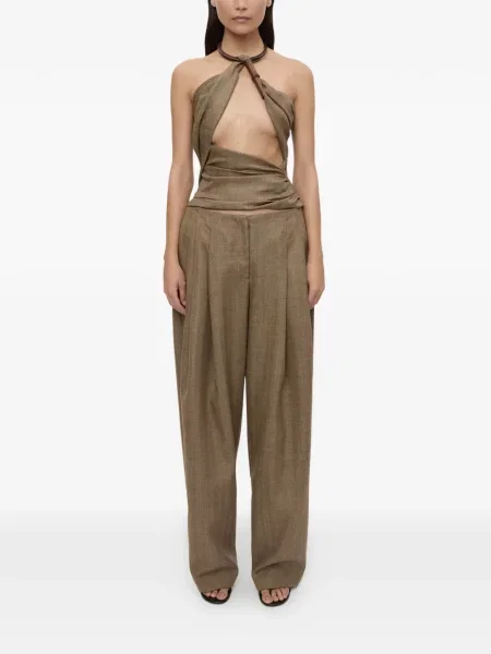 Top Christopher Esber cu model herringbone maro